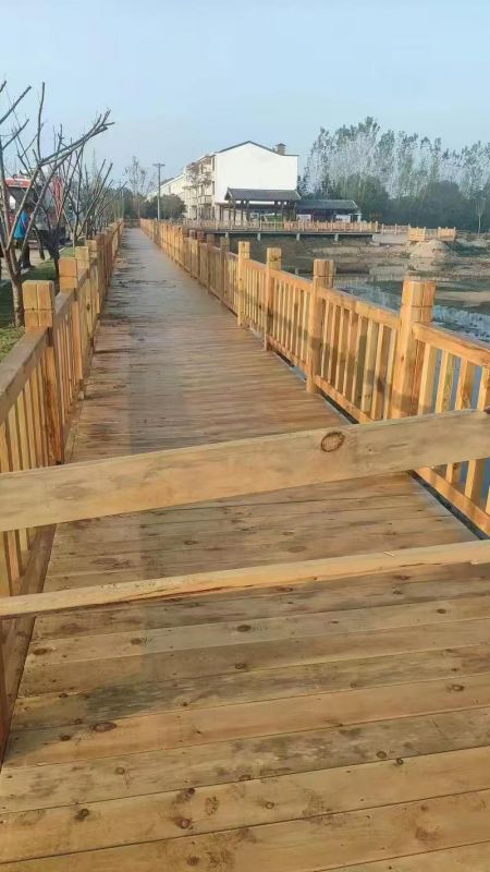 安徽省阜阳市颍东区岳家湖公园的木栈道