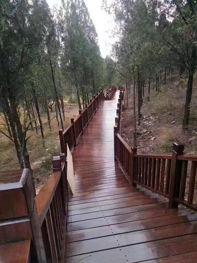 山东济南龙洞风景区的木栈道